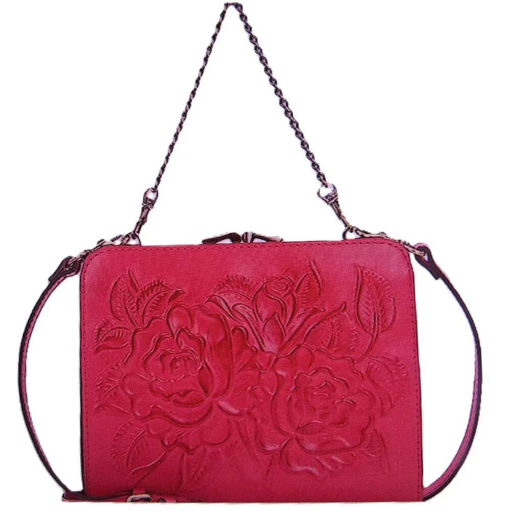 IN BOX PATRICIA NASH EVANGELINE BAG LEATHER, PASSION RED, PEGASUS HORSE CHARM - Picture 5 of 15